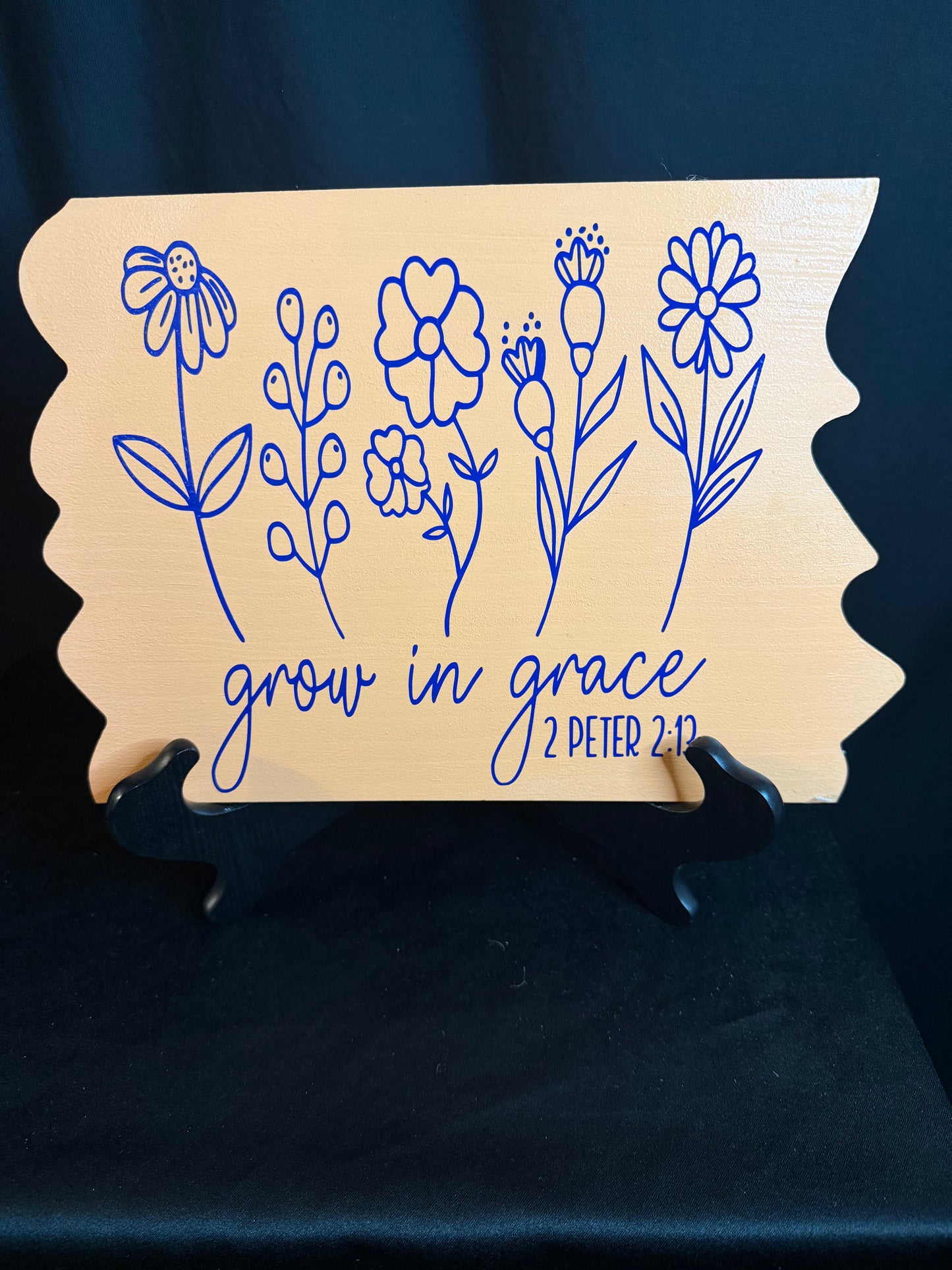 💙 The Grow in Grace Floral Scripture Sign