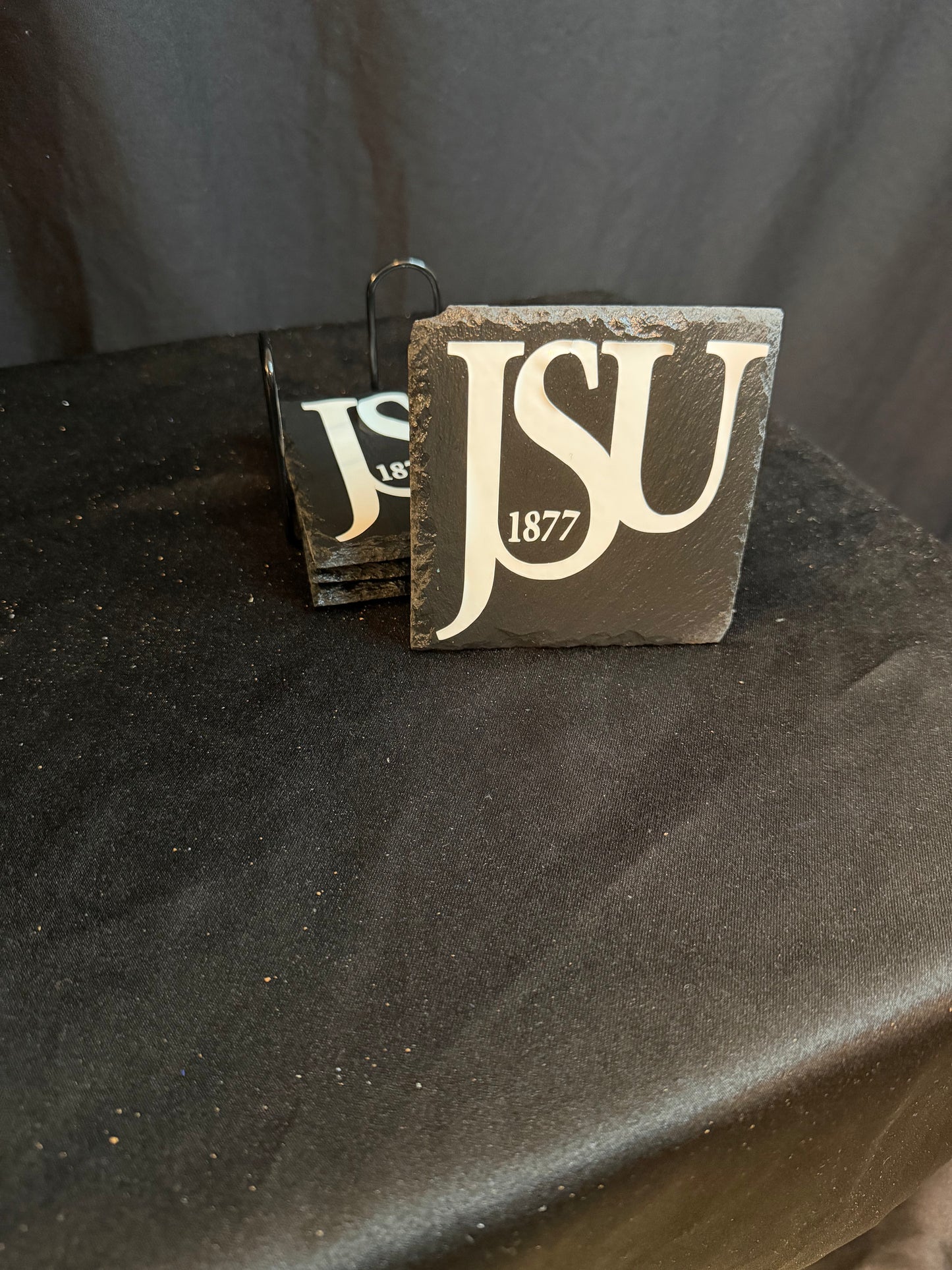 🖤💙 The JSU 1877 Heritage Granite Coaster Set — Square Edition (Set of 4)