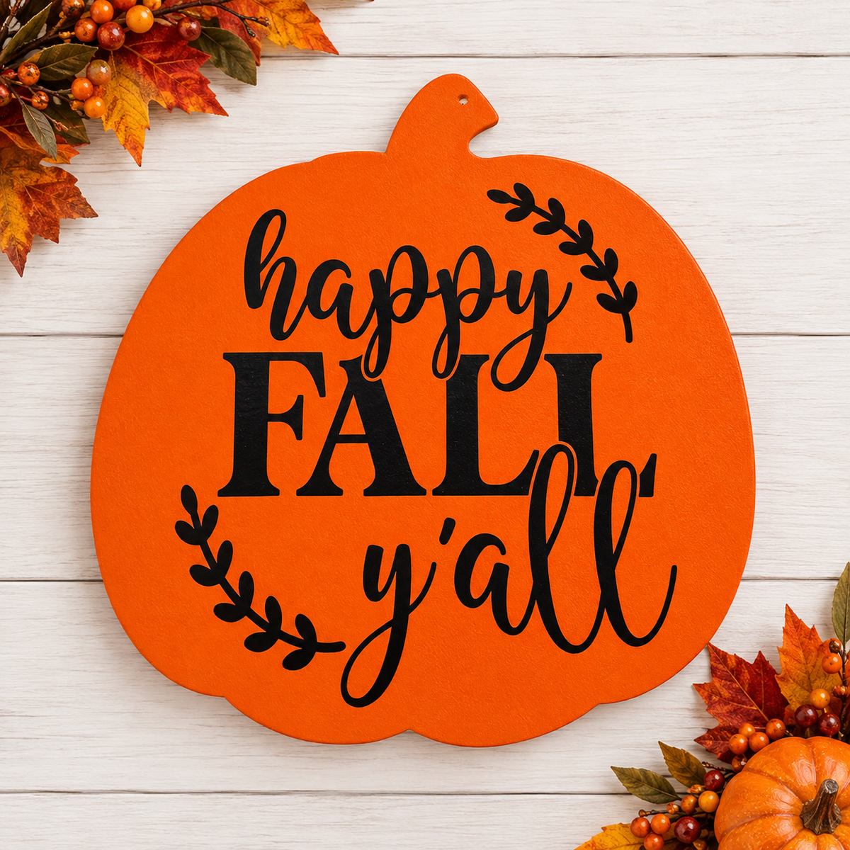 Happy Fall Y’all – Handmade Pumpkin Door Hanger