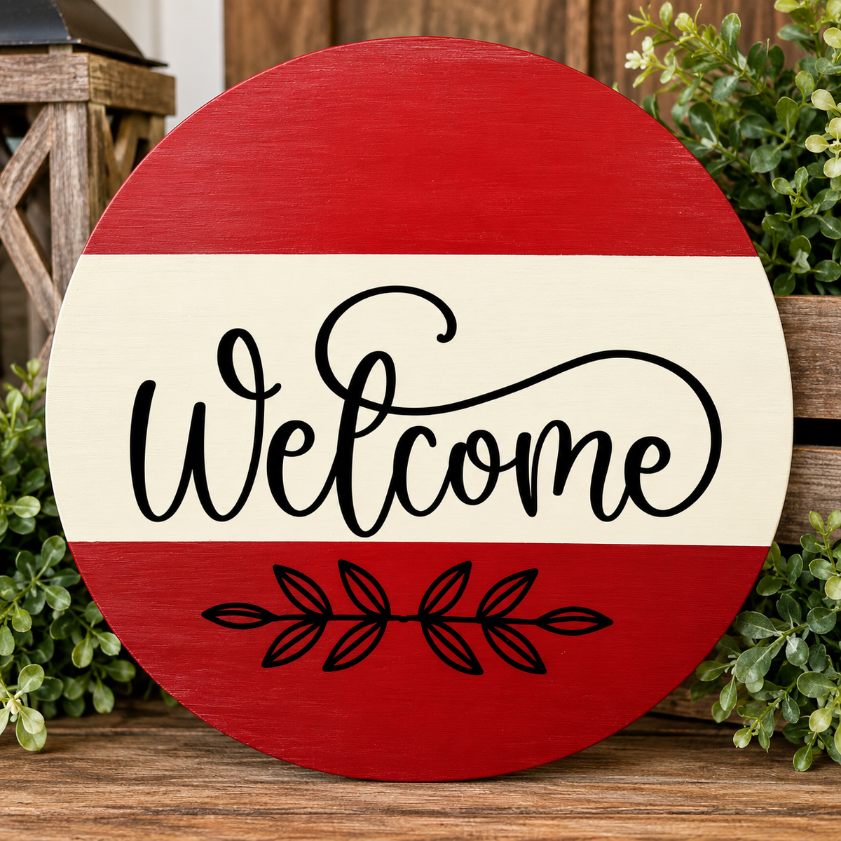 Classic Red & Cream Welcome Door Hanger