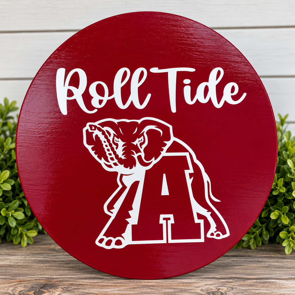 Roll Tide Elephant – Handmade Alabama-Inspired Door Hanger