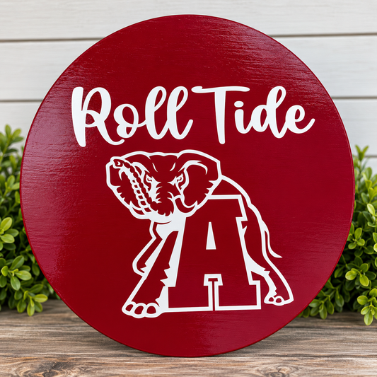 Roll Tide Elephant – Handmade Alabama-Inspired Door Hanger