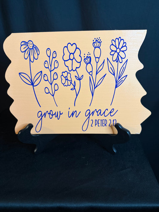 💙 The Grow in Grace Floral Scripture Sign