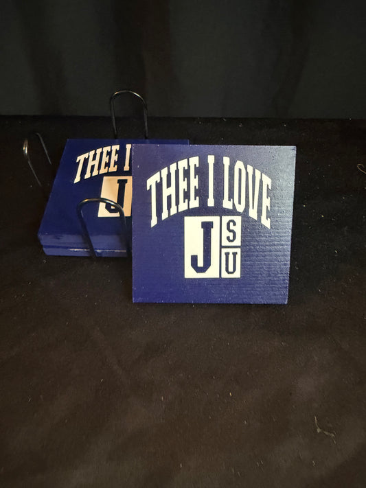 💙🐅 The JSU “Thee I Love” Coaster Set — Square Edition (Set of 4)