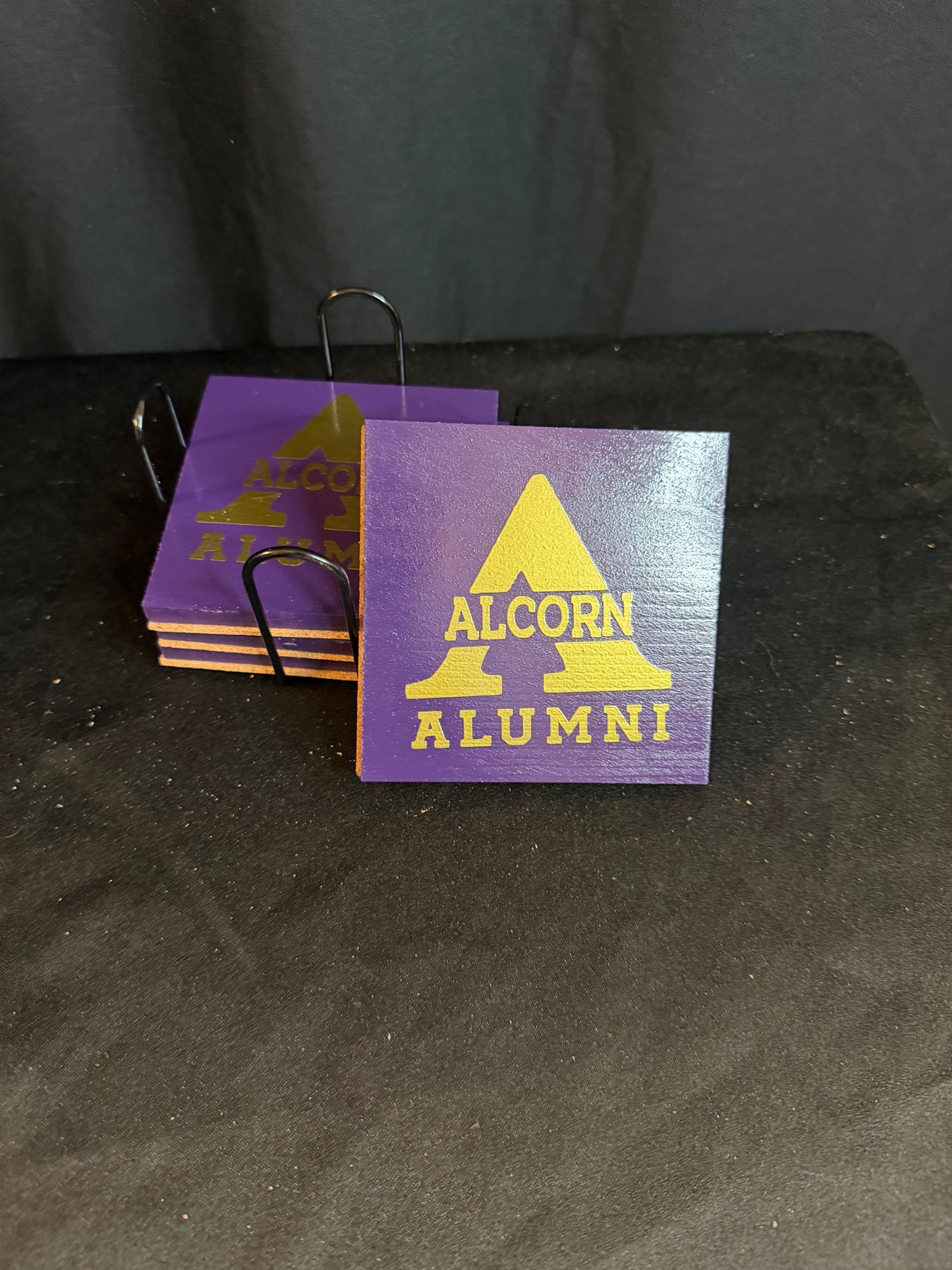 💜✨ The Alcorn Alumni Legacy Coaster Set — Square Edition (Set of 4)