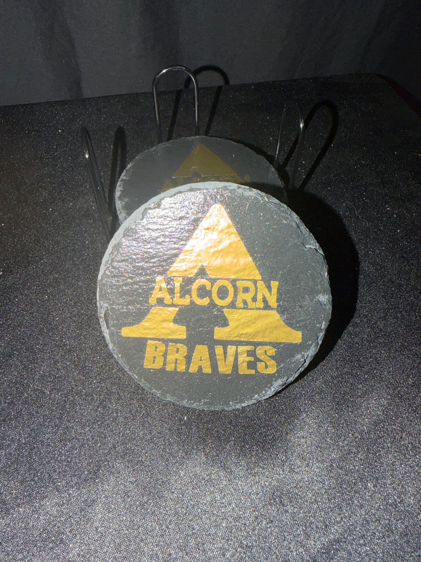 🖤✨ The Alcorn Braves Elite Granite Coaster Set (Set of 4)