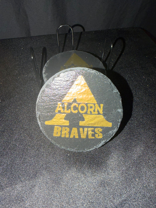 🖤✨ The Alcorn Braves Elite Granite Coaster Set (Set of 4)
