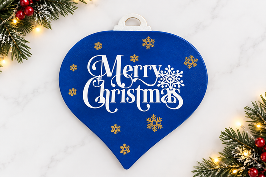 Merry Christmas Blue & Gold Ornament Door Hanger
