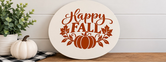 Happy Fall Pumpkin & Leaves – Handmade Door Hanger
