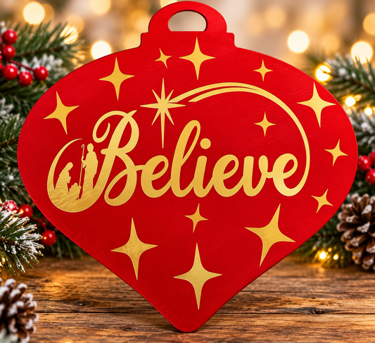 Believe Nativity Christmas Ornament Door Hanger