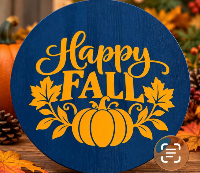Happy Fall Pumpkin & Leaves – Handmade Door Hanger